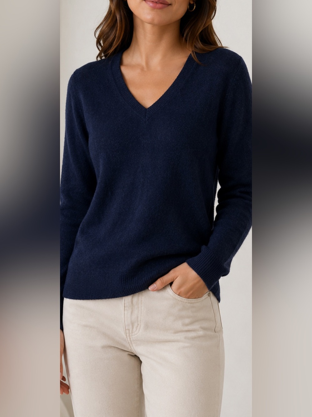 Charter Club Luxury 100% Cashmere V-Neck Sweater Women’s 1X Navy Blue
